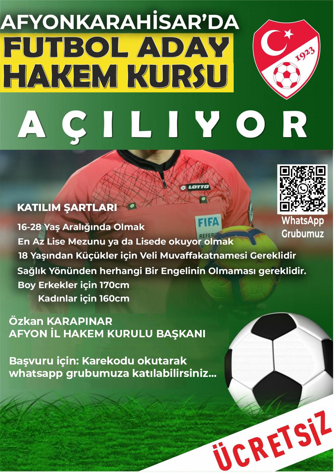 İlimizde futbol aday hakem kursu açılıyor 