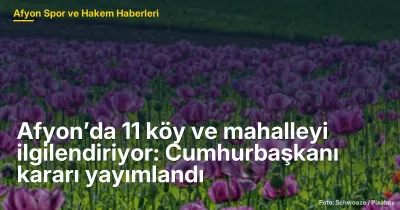 Afyon’da 11 köy ve mahalleyi ilgilendiriyor: Cumhurbaşkanı kararı yayımlandı