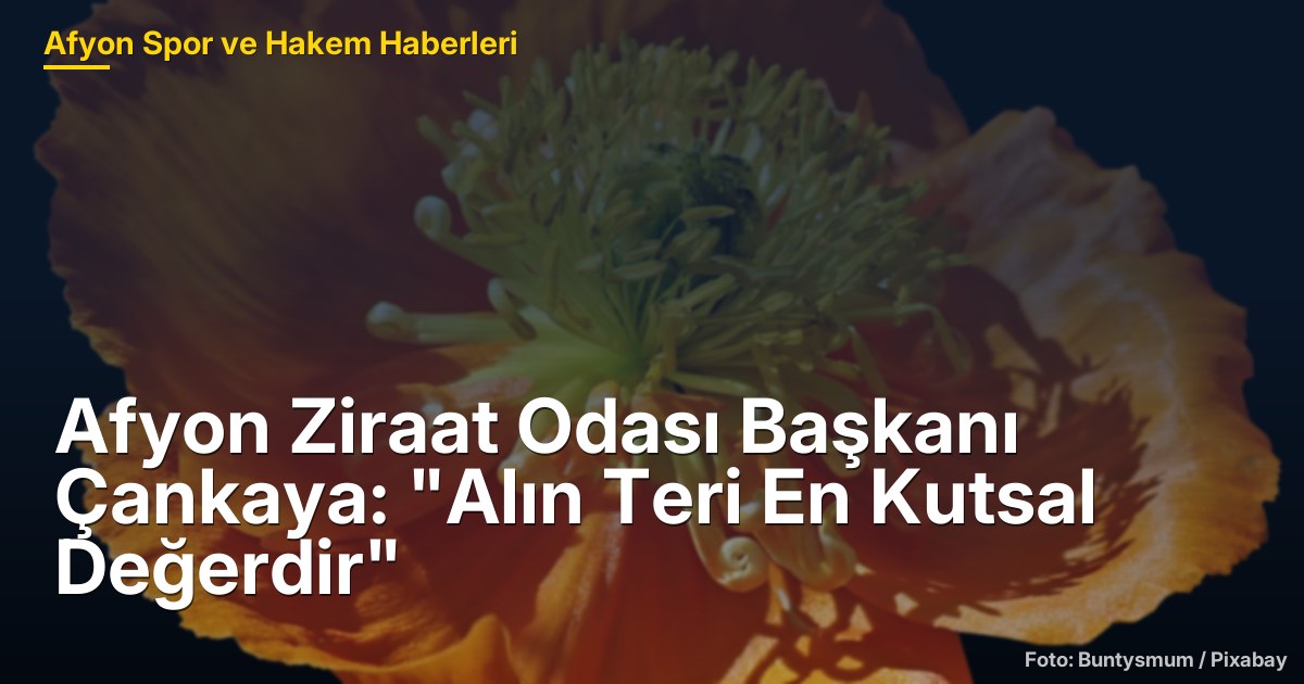 Afyon Ziraat Odası Başkanı Çankaya: "Alın Teri En Kutsal Değerdir"