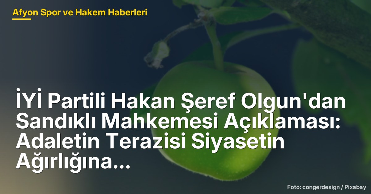 İYİ Partili Hakan Şeref Olgun'dan Sandıklı Mahkemesi Açıklaması: Adaletin Terazisi Siyasetin Ağırlığına Kurban Edilmemeli