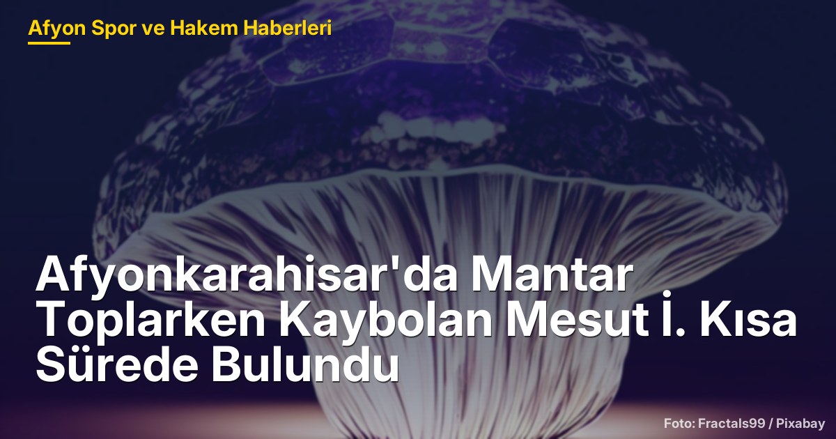 Afyonkarahisar'da Mantar Toplarken Kaybolan Mesut İ. Kısa Sürede Bulundu