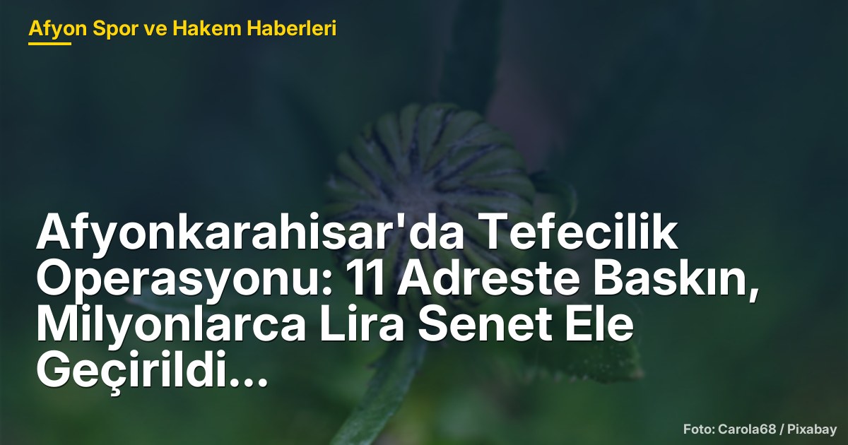 Afyonkarahisar'da Tefecilik Operasyonu: 11 Adreste Baskın, Milyonlarca Lira Senet Ele Geçirildi