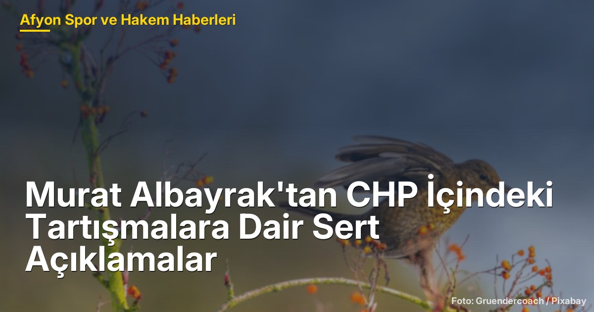 Murat Albayrak'tan CHP İçindeki Tartışmalara Dair Sert Açıklamalar